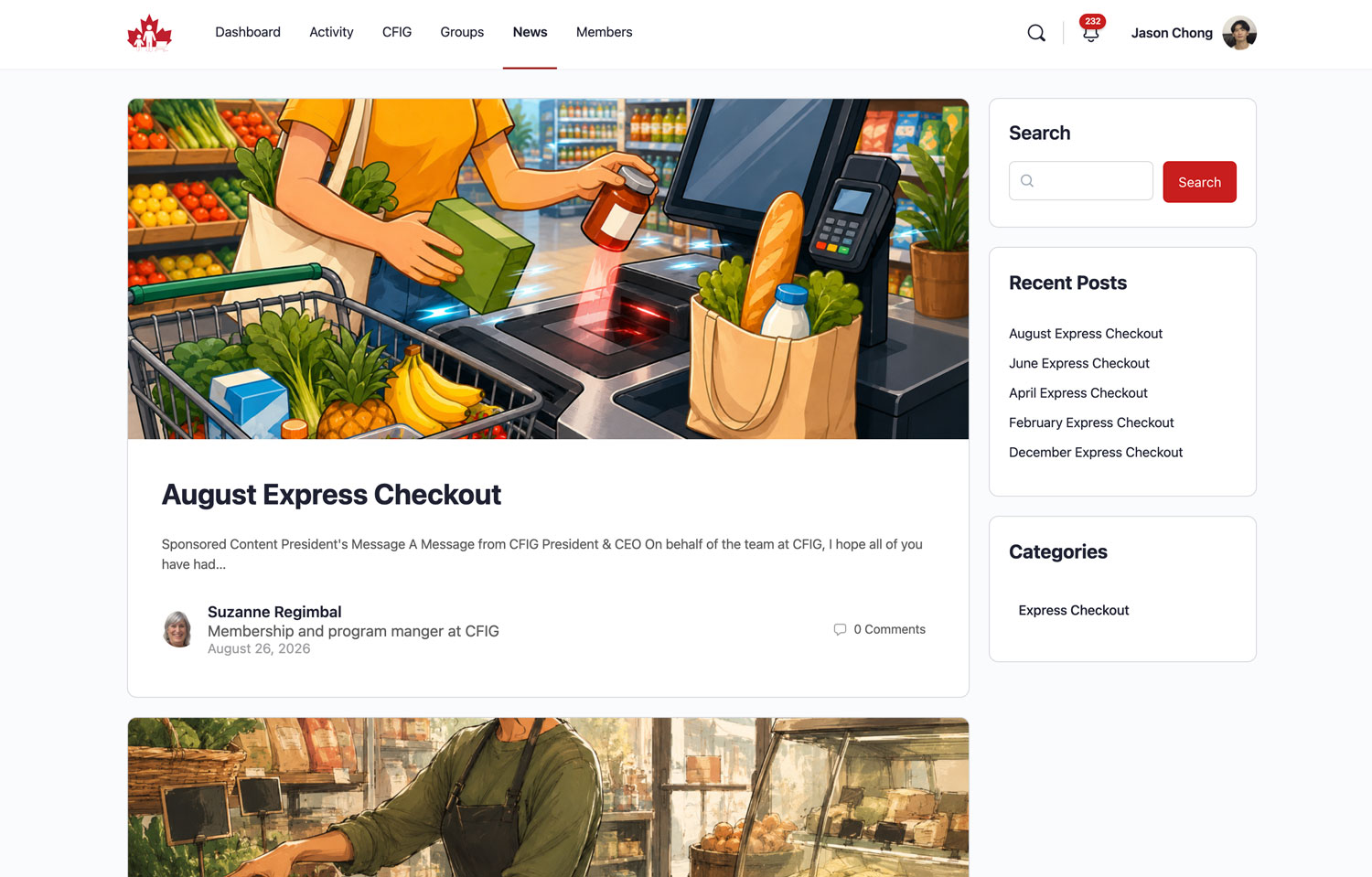 Past Express Checkout newsletters screenshot